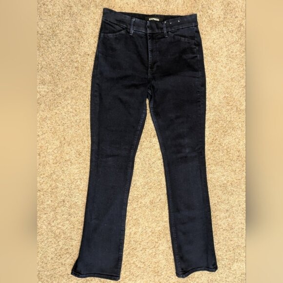 Express Dark Wash Denim Perfect Barely Boot High Rise Jeans - Picture 1 of 6